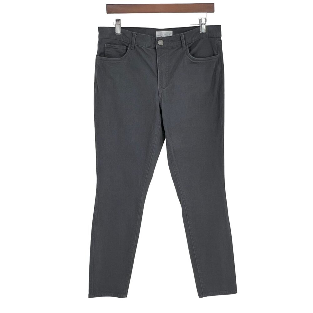 LOFT Women's Sateen Mid Rise Ankle Pants Size 8 Gray Tapered Five Pocket Casual